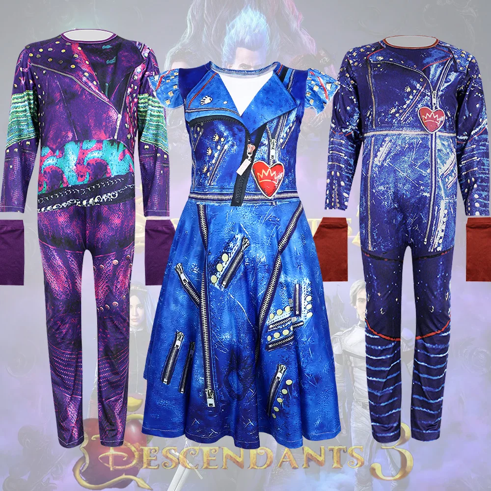 

Descendants film Costume The Rise Girls Disguise Evie Clothes Suits Halloween Funny Outfit Stage Performance Costumes for Kids