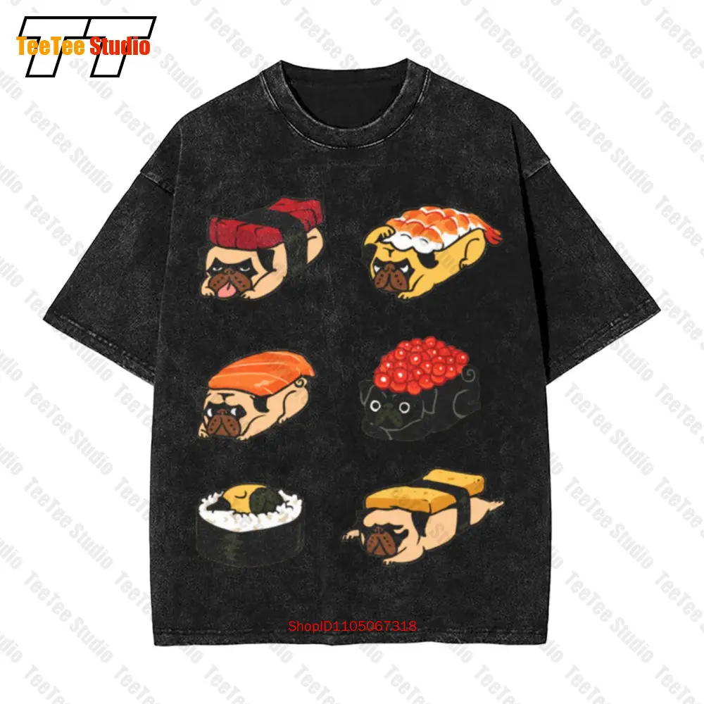 Sushi Pugs Cute Food Lady S O-Animal Foods Vintage camiseta extragrande JRDA