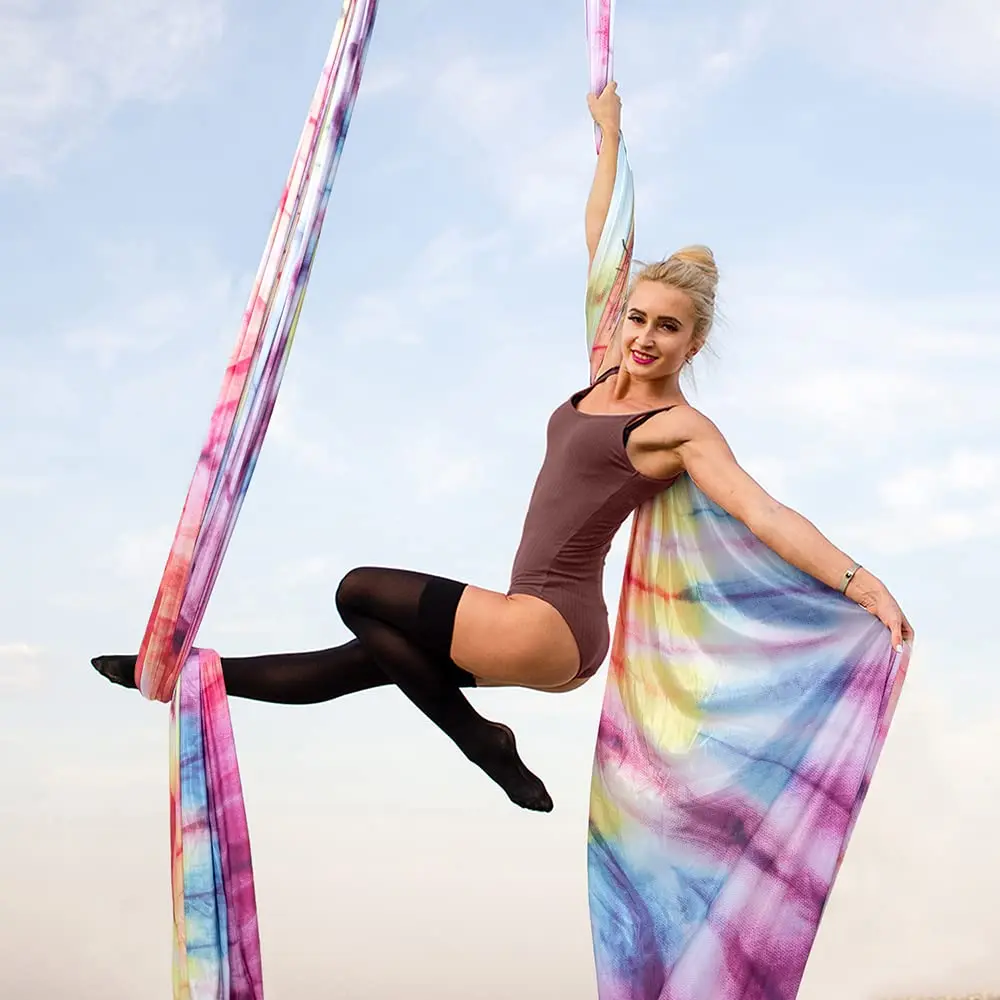 9 Yards Aerial Yoga Silks Kit Colorful Hammock Set with Hardware & Guide for All Levels of Aerial Yoga Practice