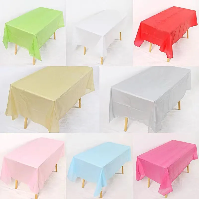 

1.83*1.37m One Off Solid Color Macaron PE Plastic Birthday Indoor Out Party Western Food Party Tablecloth Decoration Scene Table