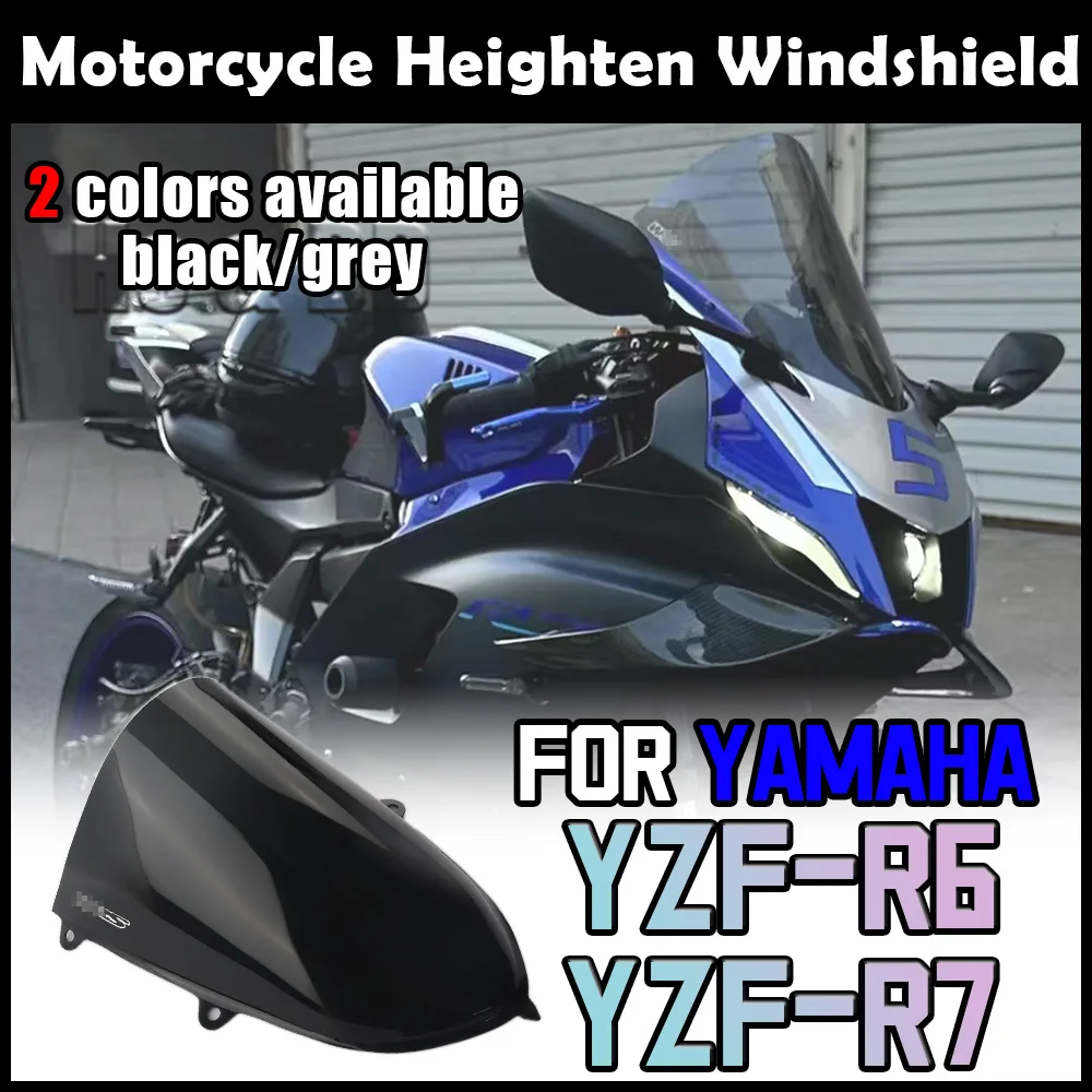 

Motorcycle Windshield For YAMAHA R7 R6 2017-2024 Heighten Windscreen Enlarge Wind Spoiler Cover Fairing Windshield WR S Racing