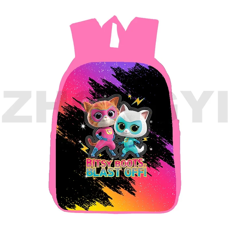 Modny plecak SuperKitties 3D wysokiej jakości Bookbag 12/16 Cal uroczy plecak szkolny SuperKitties dla uczniów szkół podstawowych