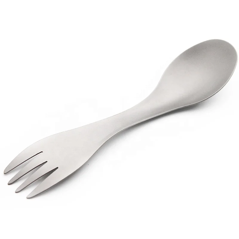 

2 in 1 Picnic Cookware Set Ultralight Spork Hiking Pure Titanium Spoon Fork for Backpacking