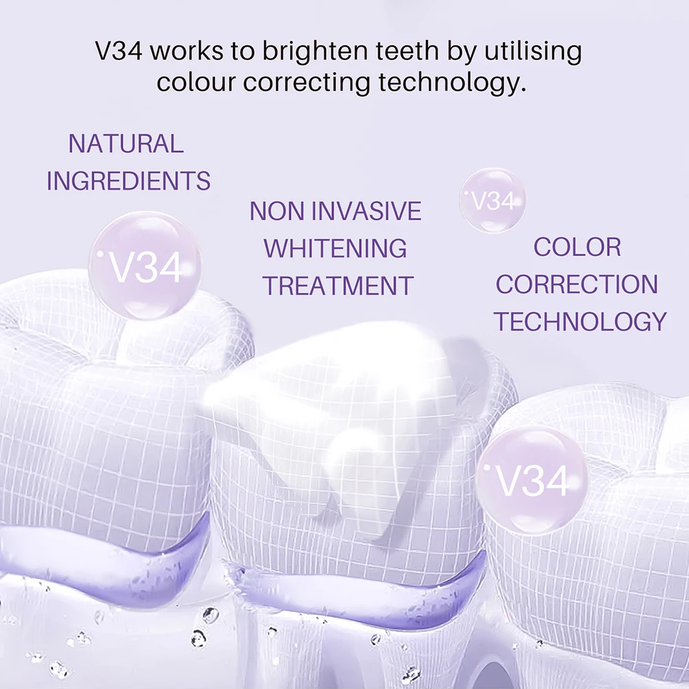 V34 Mousse Toothpaste Teeth Clean Whiten Remove Yellow Plaque Stains Deep Cleaning Cigarette Stains Oral Cleaning Hygiene