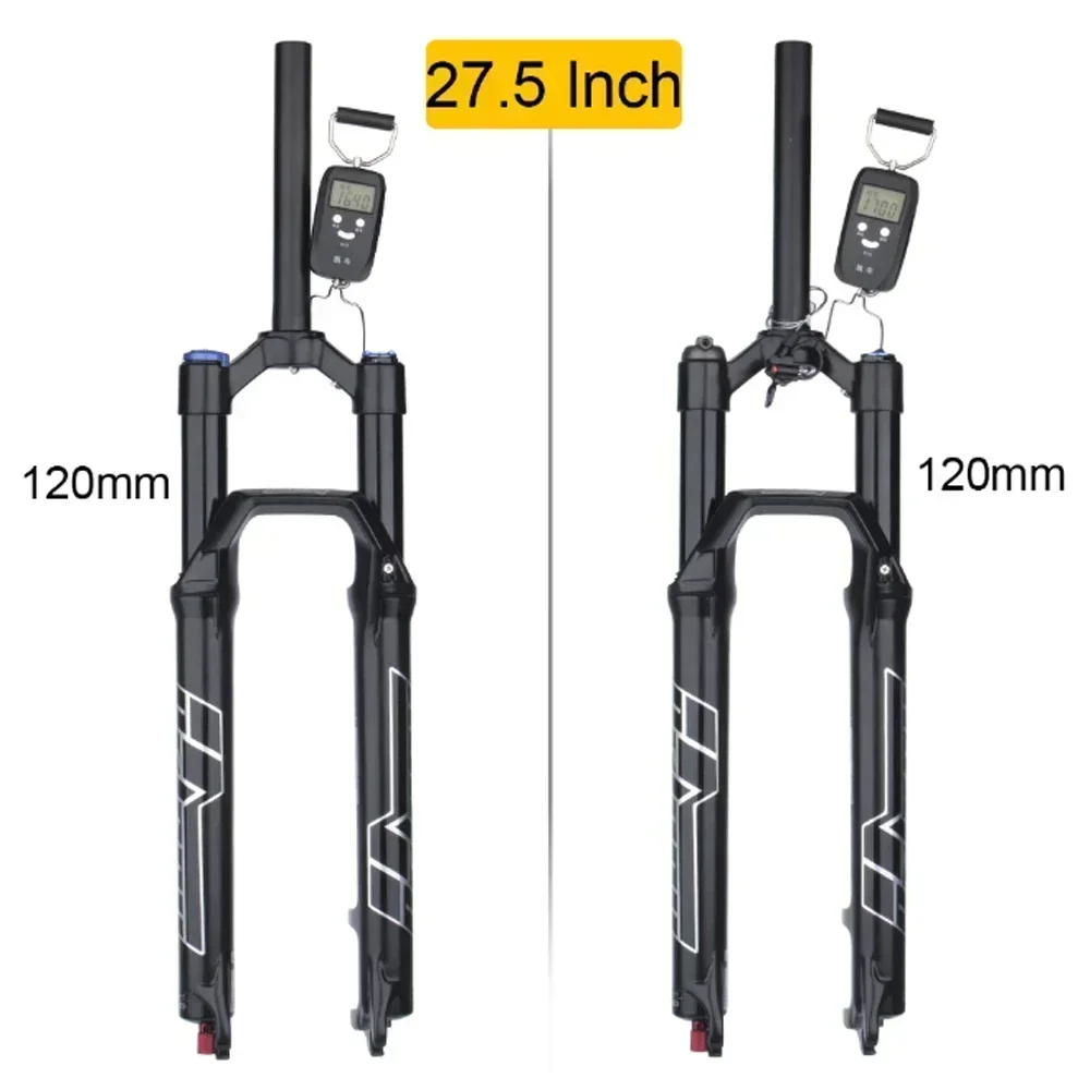 BOLANY 27.5 inch Boost Bicycle Fork Thru Axle 34 32mm Tube Tapered Rebound Adjustment 120/140mm Travel air Suspension Fork