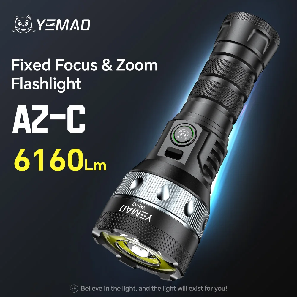 

YEMAO A2C Powerful LED Flashlight 21700 Power battery Lantern 6160LM 480meters with Quickly toggle switch search adventure torch