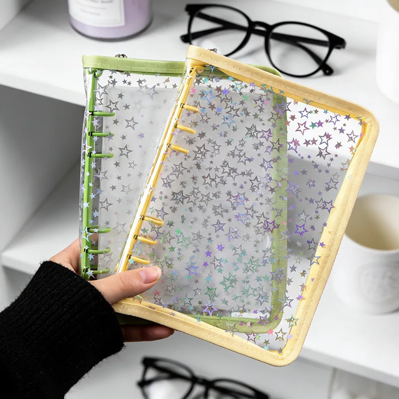 Sticker Organizer Binder A5 Sticker Collecting Book Album Reusable Stickers Pocket and Clear Waterproof Zipper Storage Sleeves