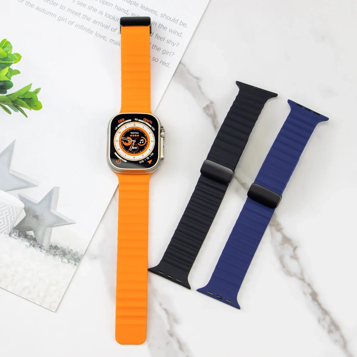 Magnetic Buckle Strap For Apple Watch Band Ultra 2 49mm 45mm 44mm 40mm 41mm 38 42mm Silicone Bracelet iWatch Series 7 6 3 se 8 9