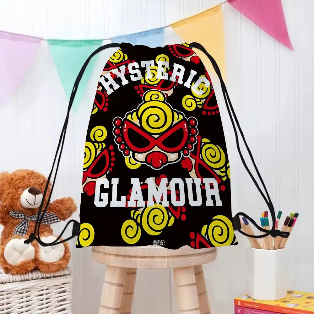 Japan Fashion H-Hysteric M-Mini Drawstring Bags Sports Backpack Gym Sackpack Water Resistant String Bag For Cycling