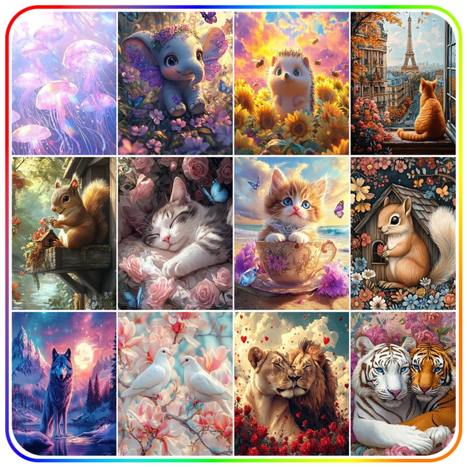 

SDOYUNO 5D Crystal Diamond Painting Animal Diamond Mosaic Paintings Set Full Square Round Drill Diamond Pictures To Make Stitch