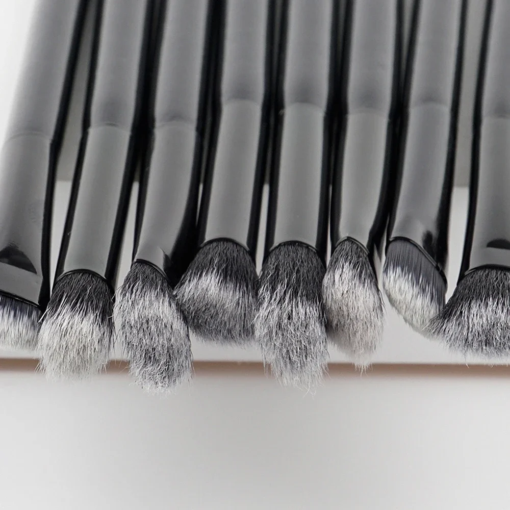 Zwarte vouw oogschaduw make-up kwasten Zacht synthetisch haar Draagbare oogmake-up set Reiscosmetische borstel voor make-up