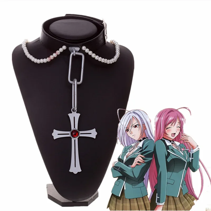 Athemis Rosario And Vampire Moka Akashiya Cosplay Necklace  Cross Pendant Choker Adjustable For Halloween Christmas