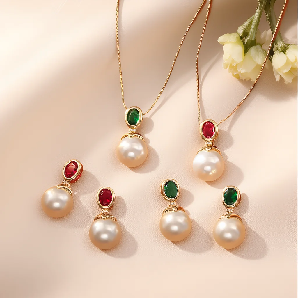 

Элегантный винтажный ювелирный набор из 3 предметов для женщин: ожерелье с красным цирконом и жемчугом, блестящий хрустальный чокер, свадебные серьги для вечеринок