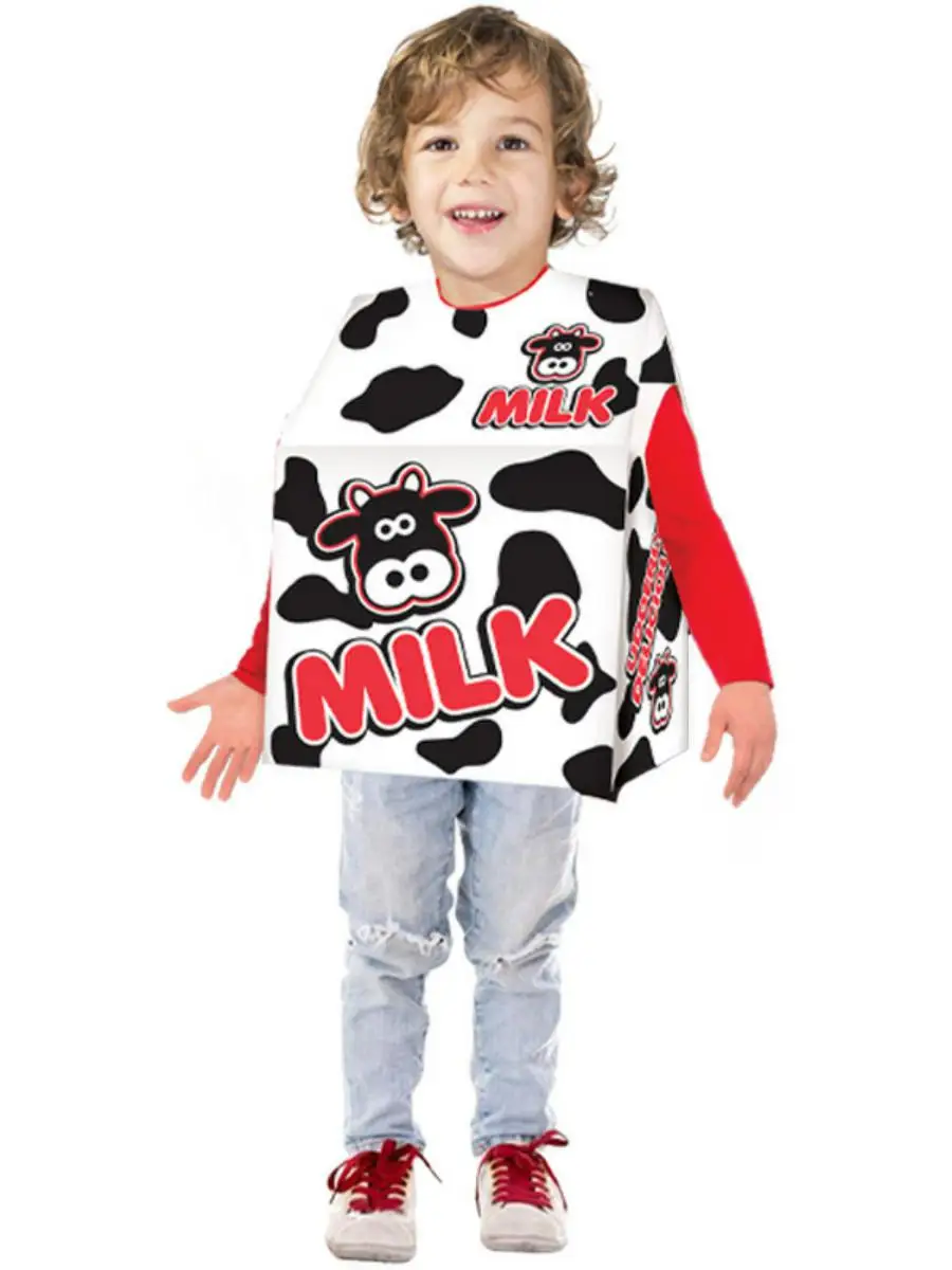 New loween Adult Funny Food Costume Cosplay Milk Box Fun Role-Plang Game Stage Clothes Polyester Spring Season