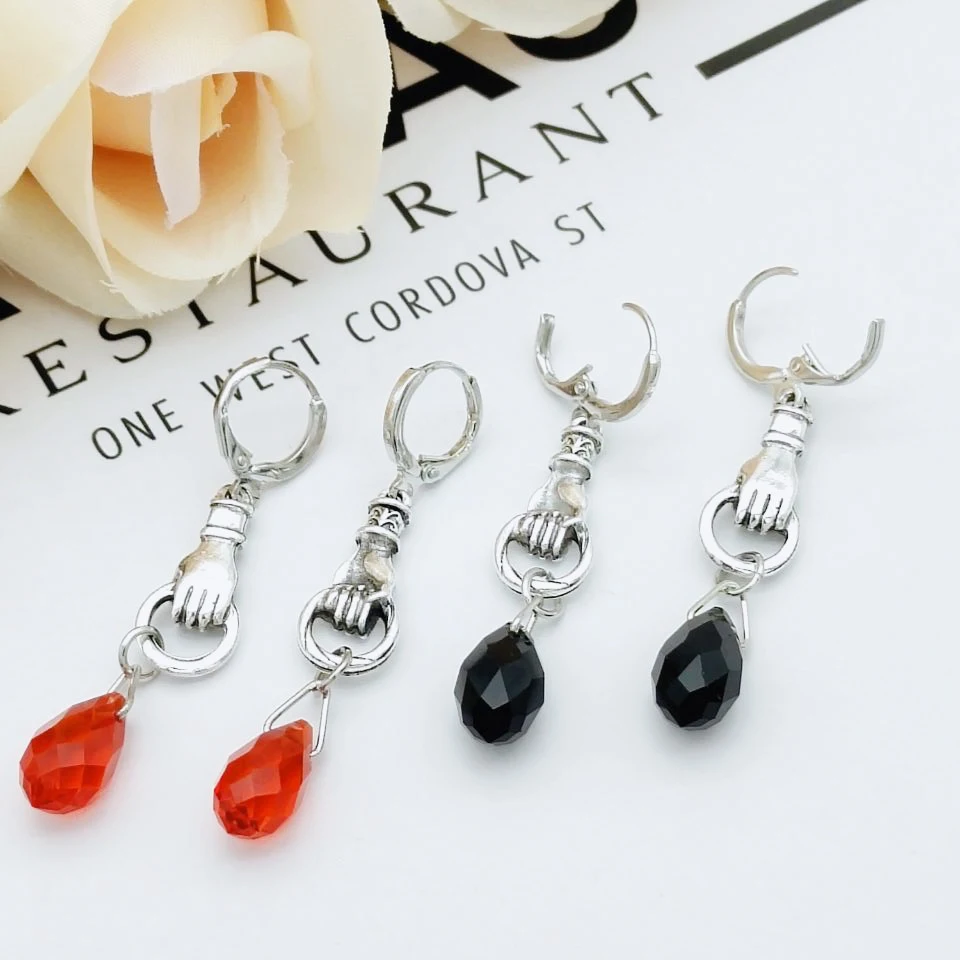 New Fashion Crystal Pendant Earrings Women's Black Red Water Drops Gothic Alternative Earring Punk Girl Party Charm Jewelry Gift