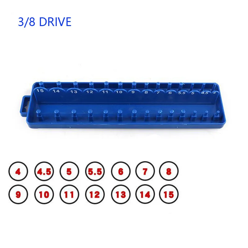 3pcs Metric Socket Set Organizer 1/4\'\' 3/8\'\' 1/2\'\' Drive Socket Plastic Holder Storage Blue Storage Seat for Tool Finishing