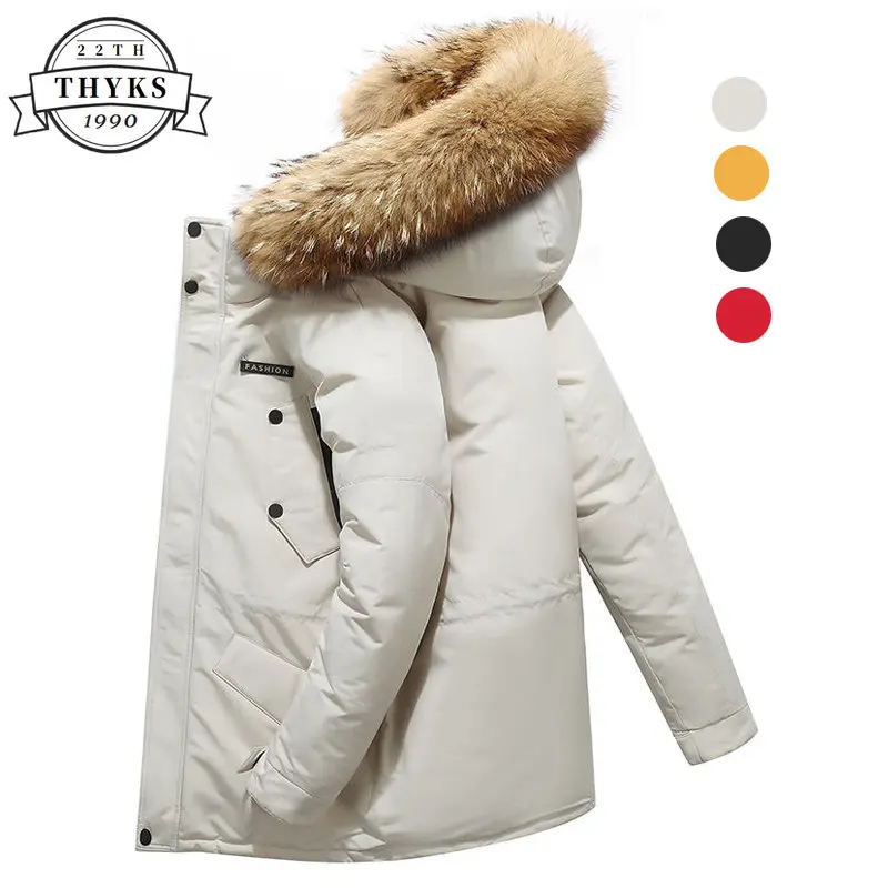 Winter Down Jacket Men -30 Degree Large Fur Collar Warm Hooded Puffer Thicken Parkas Luxury Brand Mid-Length Coat Chaquetas Male