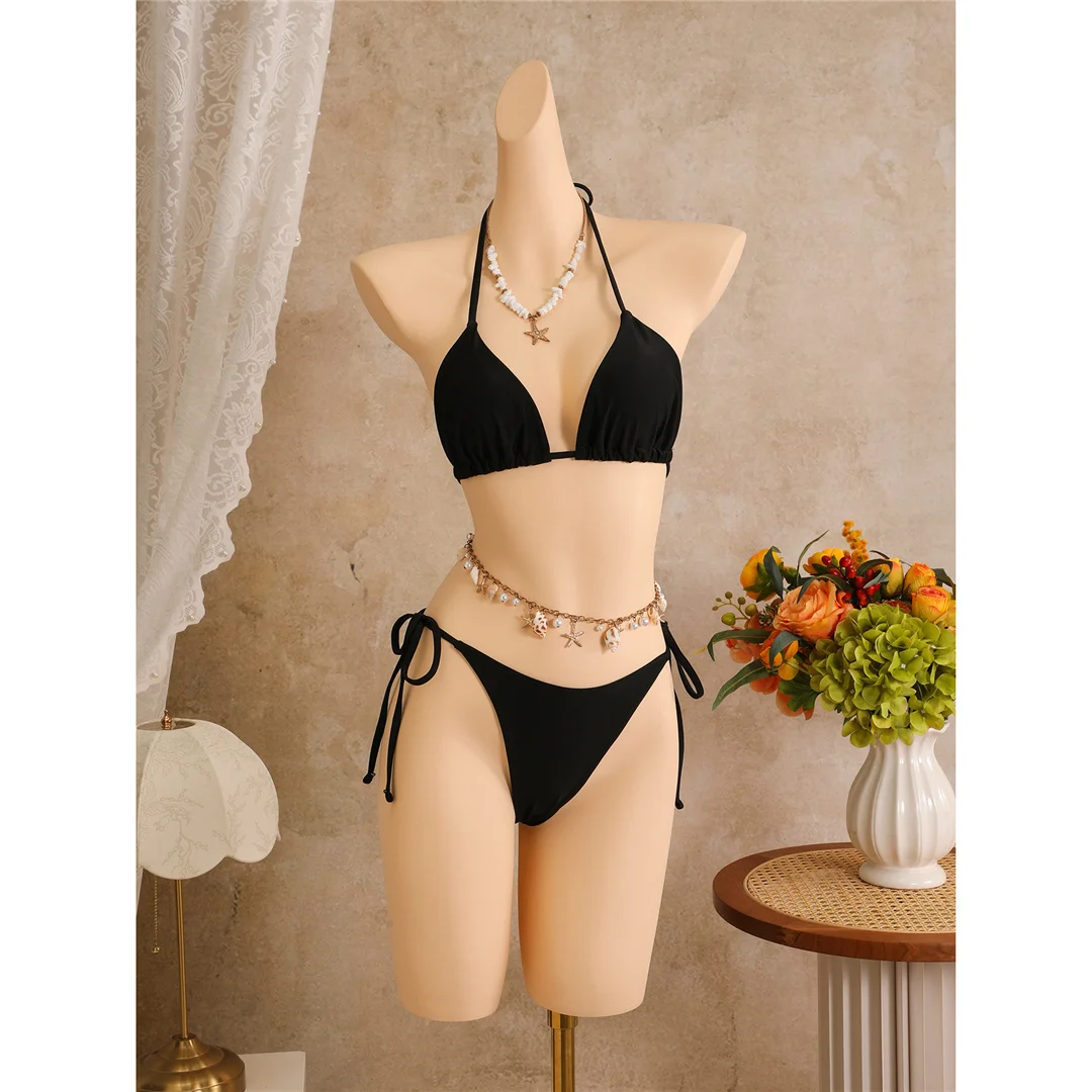 Mit Blumenmuster, Neckholder-Bikini, Damen-Badeanzug, dreiteiliges Bikini-Set, Badebekleidung, Badeanzug, Schwimmbekleidung V8204 – Detail 16