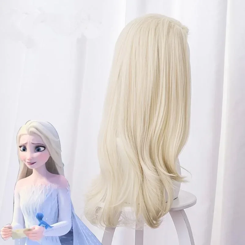 Princess Elsa Cosplay Wig Creamy white Synthetic Long Curly Wig Frozen Anime Coser Cute Girl High Quality Wig Daily Party