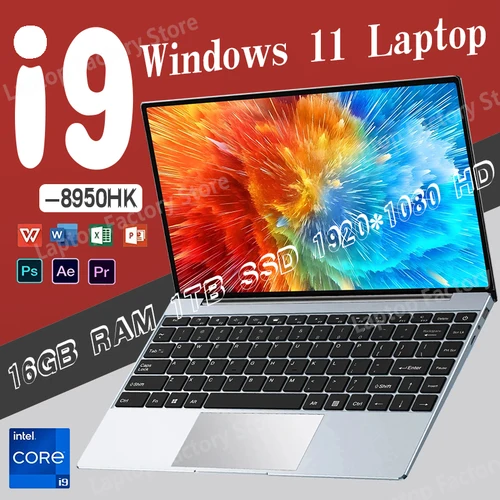 Imagen 1 del producto 2025 nuevo i9 Windows 11 portátil Intel CORE i9-8950HK Notebook 14,1 pulgadas 16GB RAM 1TB 2TB SSD 1920*1080HD portátiles para juegos Pc Gamer