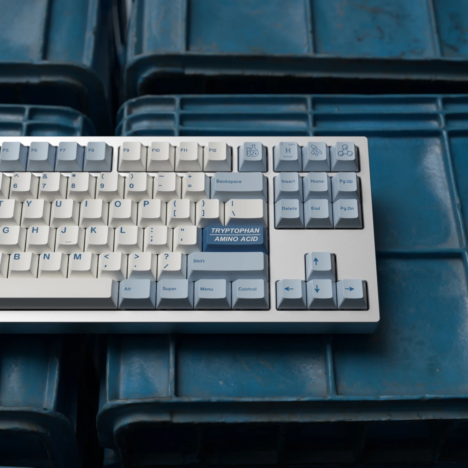 【Skyline】White And Blue Hydrogen Keycap Cherry Profile PBT Dye Subbed Key Caps For Mechanical Keyboard With MX Switch