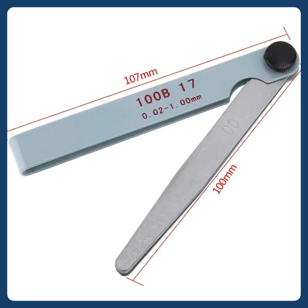 Alat Ukur Celah Metrik 0.02-1.00mm 17 Bilah Feeler Gauge Untuk Penyesuaian Katup Mesin