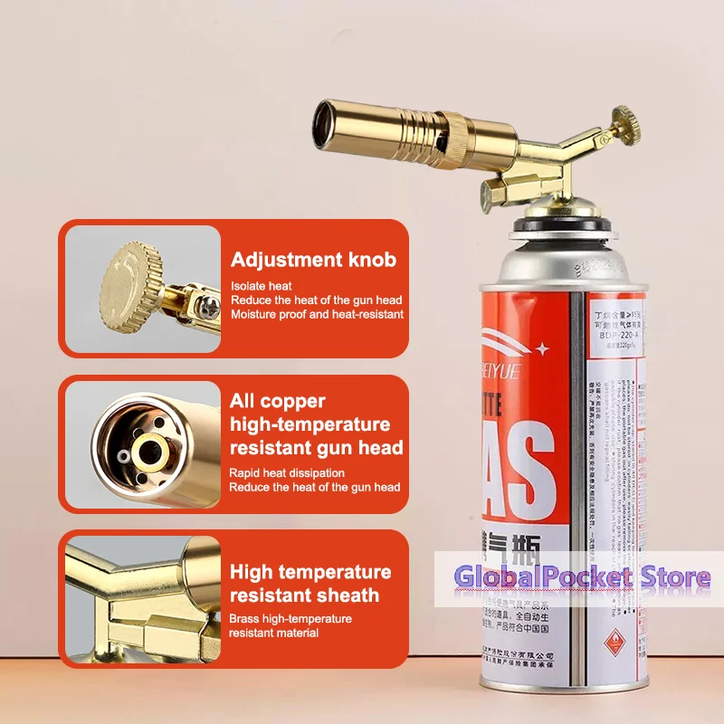 Portable Welding Gas Torch Flame Nozzle Butane Burner Outdoor Camp BBQ Lighter Flamethrower Kitchen Supplies Welding Equipment