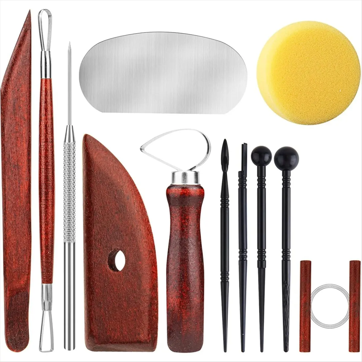DT57 LATEST MODEL 12PCS Pottery Tools Kit, Polymer Clay Tools Set for Sculpting, Air Dry Clay Tools, Ceramic Tools for Carving,