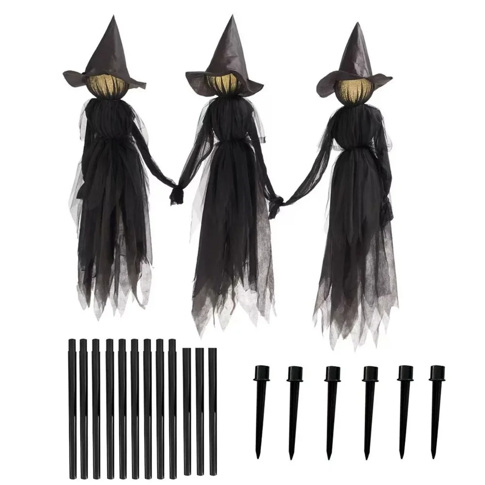 Horror Halloween Party Colorful Glowing Witch Decoration Cosplay Outdoor Holding Hands Screaming Witches Ghost Festival Props