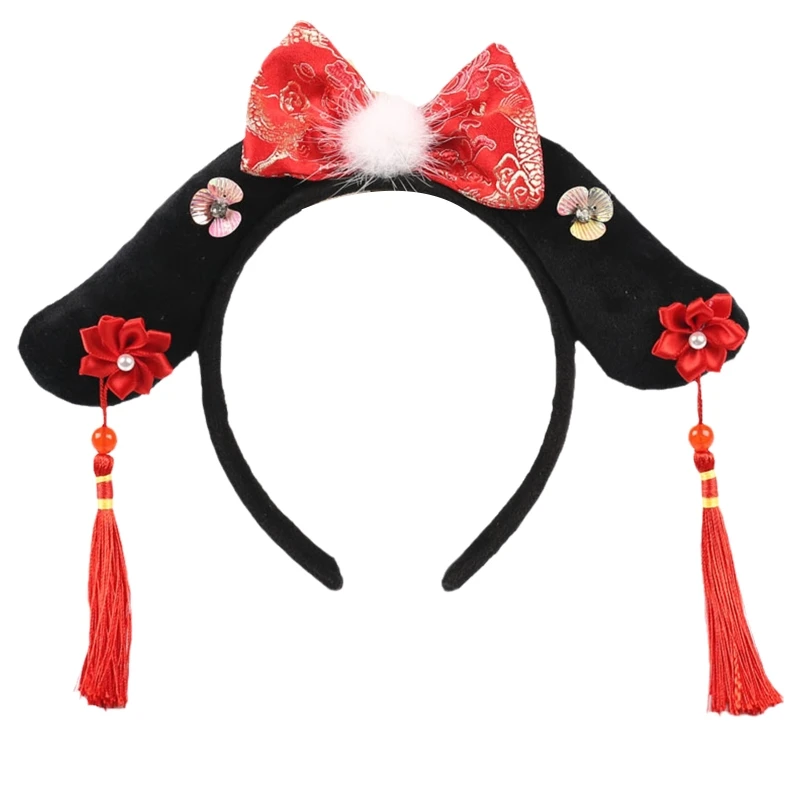 Ancient Chinese HeadBand Flower  Headwear Girl Manchu Princess Headwear  Tangzhuang Kids Hair Accessories