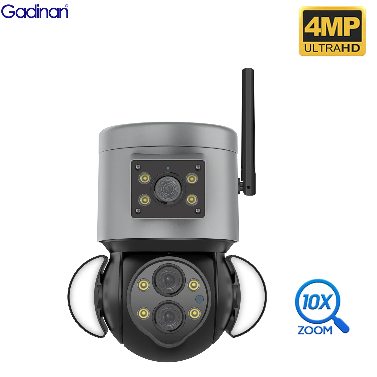 AZISHN 10X zoom PTZ camera WiFi 4MP color night vision infrared automatic tracking multi optical lens protection camera