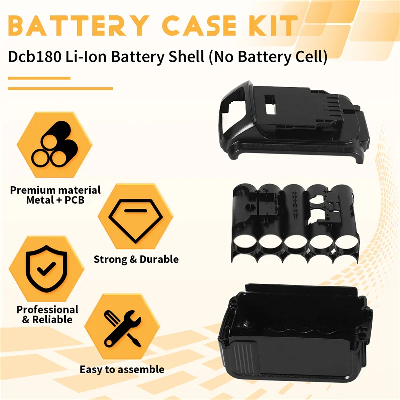 

A42Z-For 10 Core 18V/20V Li- Battery Replacement Plastic Case Kit Dcb180 Li- Battery Shell (No Battery Cell)
