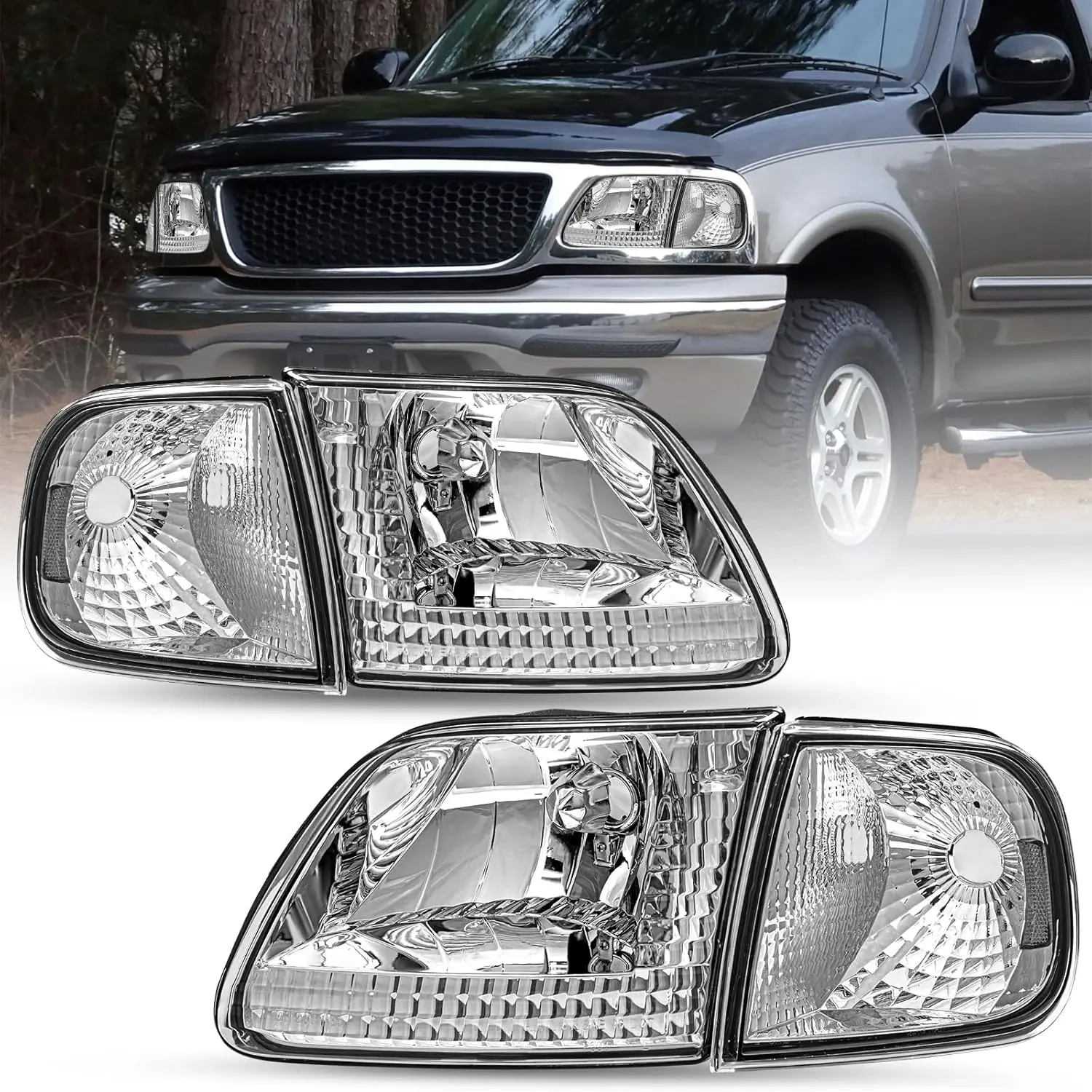 

Фара в сборе подходит для Ford 1997-2003 F150/2004 F150 Heritage/15-2002 Expedition/1997-1999 F250 Light Duty с углом