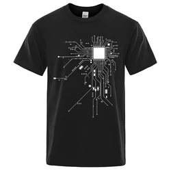 CPU Processor Circuit Diagram T Shirt Men Summer Cotton T-shirt Men's Funny Tops Fashion Tees Homme Brand Unisex Clothes C99 Top