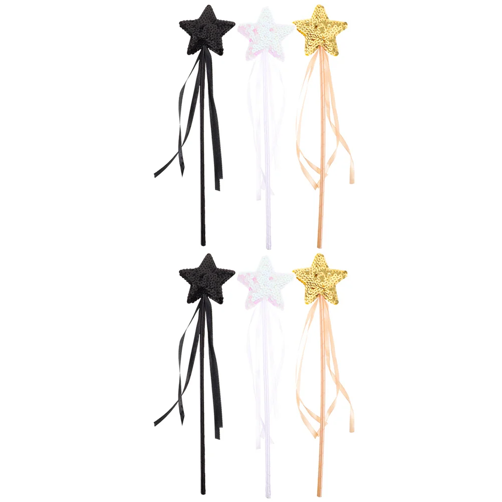 6Pcs Star Shape Fairy Wand Bright Decorative Fairy Sticks for Kids Party Favor Children Halloween Props Glitter Wands for Girls