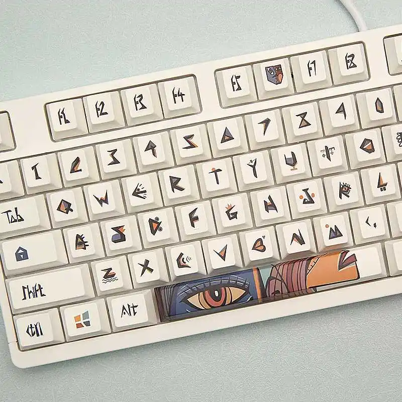 128 Chaves Pintura a Óleo Tema Keycaps Definir PBT Sublimação Cereja Perfil Adequado para 61/64/68/71/84/87/98/104 Teclado Mecânico