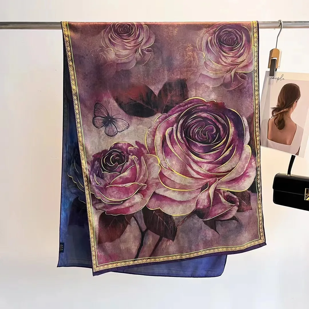 180*70cm Luxury Brand Gambiered Canton Gauze Shawl Printing Scarf Women Cheongsam Cape  Fashion Ladies Travel Scarves Charpe