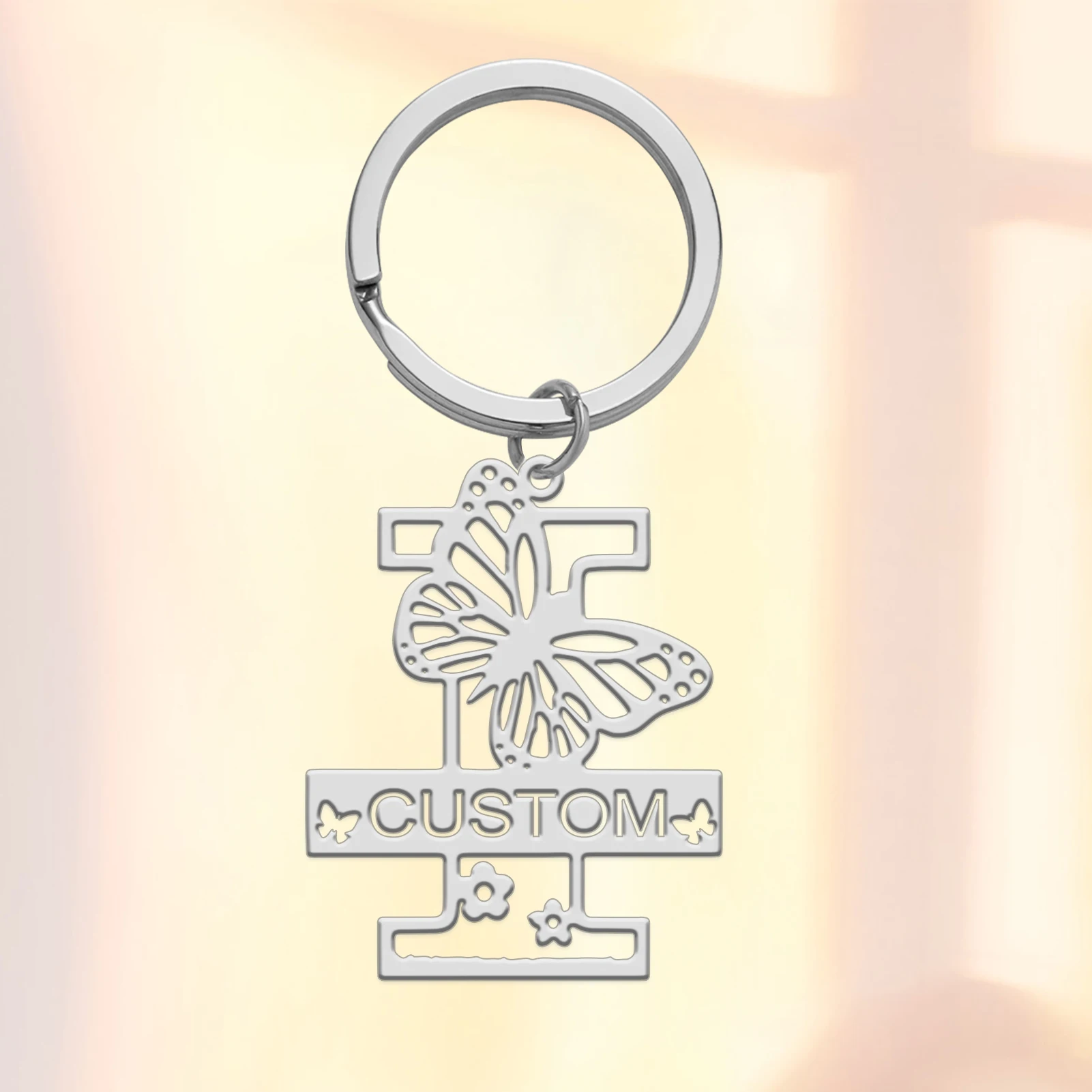 Customized Name Keychain 26 A-Z Letter Butterfly Pendant Stainless Steel Jewelry Personalized Birthday New Year Christmas Gifts