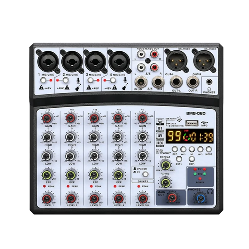 

-[A51I Digital]Compact 6-Channel Sound Mixer With 99-DSP, USB Connectivity, And 48V Phantom Power US Plug