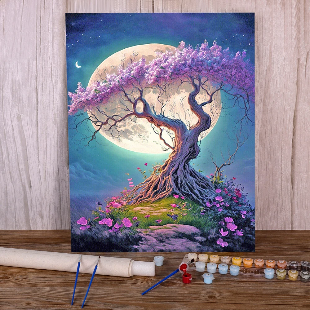 Landscape Fantasy Tree Coloring By Numbers Painting Kit Oil Paints 50*70 Boards By Numbers New Design For Children Handicraft