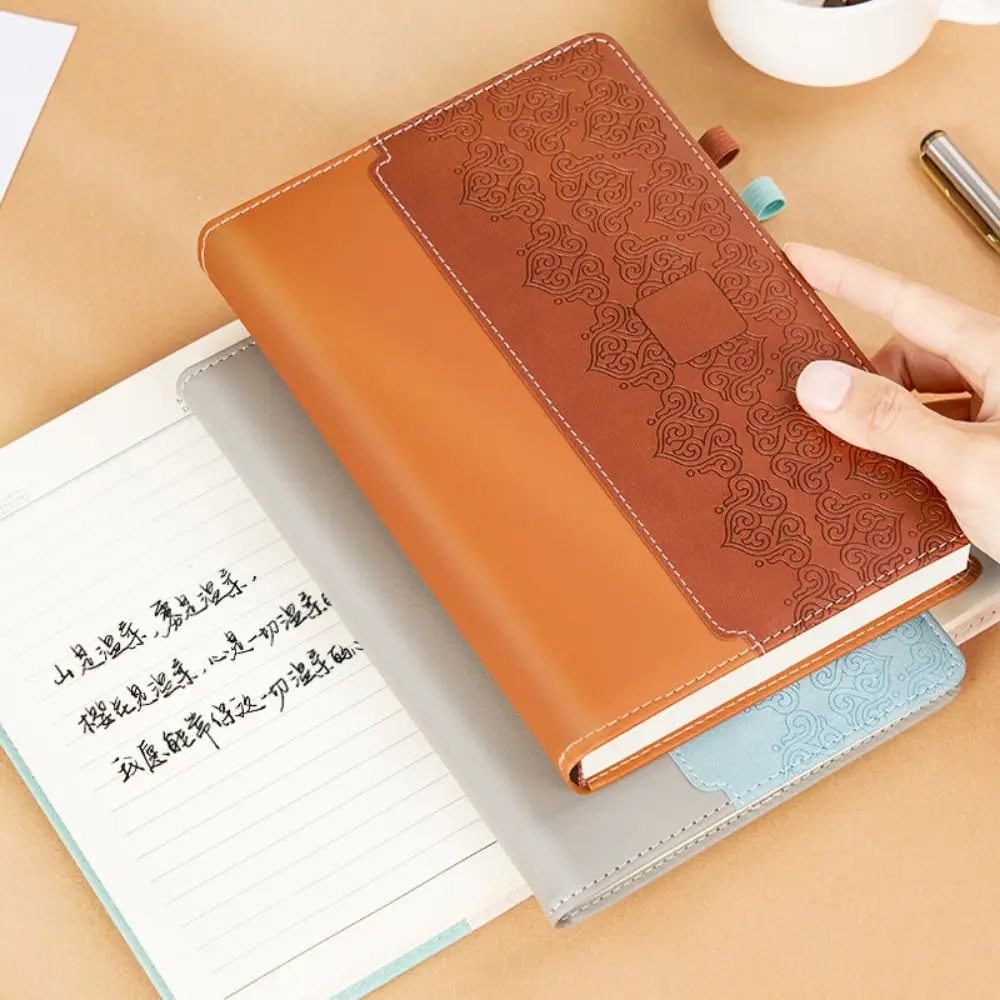

PU Leather Cover A5 Notebook Horizontal Line Thickened Business Office Notebook Waterproof 200 Pages Student Notepads