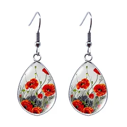 Poppy Earrings Unique Funny Novel Girl Women Jewelry Accessories Flower Pendant Gift Fashion