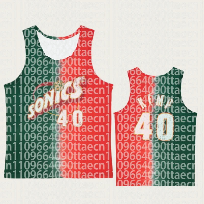 2026 Summer Men's Green Retro Basketball Jersey - Quick Dry Breathable Sleeveless Sports Tank Top with Sonic Graphic Men's Vests