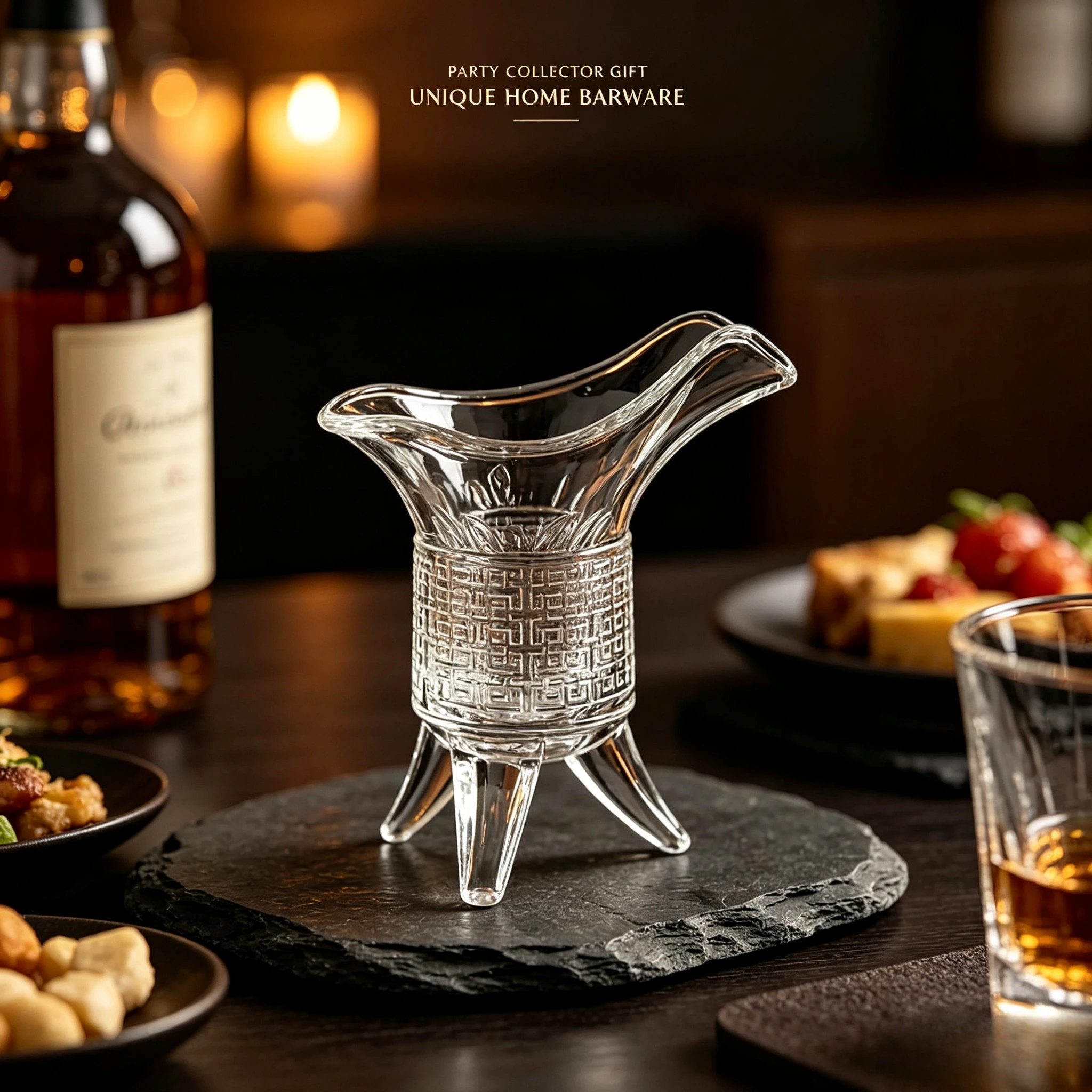 Funny Chinese Emperor Skull Three-Legged Novelty Wine Glass for Home Bar - Creative Unique Gift for Party Collectors