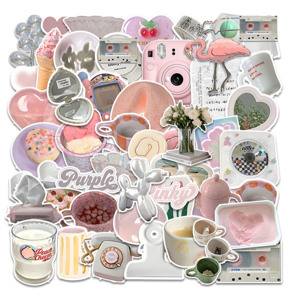 10/30/50 szt. Różowe naklejki w stylu kwasowym, naklejki dekoracyjne do sztuki spożywczej, na notebooka, laptopa, walizkę, bagaż, telefon, samochód, rower, zabawki dla dzieci, naklejki