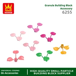 Wange 160Pcs/lot 6255 Flower Stem 1x1x2/3 with 3 Large Leaves Blocks Moc Color Accessories Compatible with Brick  Children Toy