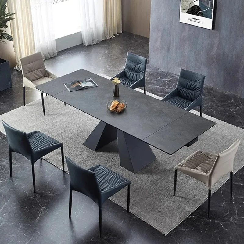 ！@Italian Organiser Dining Table Light Luxury Design Restaurant Dining Table Home Kitchen Metal Mesa Para Comedor Home Furniture