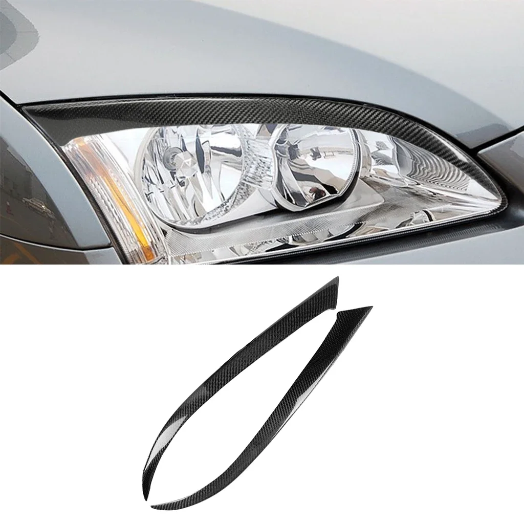 GEFENSI Car Headlights Eyebrow Eyelids Stickers Trim Cover For Ford Focus 2005 2006 2007 2008 Real Carbon Fiber