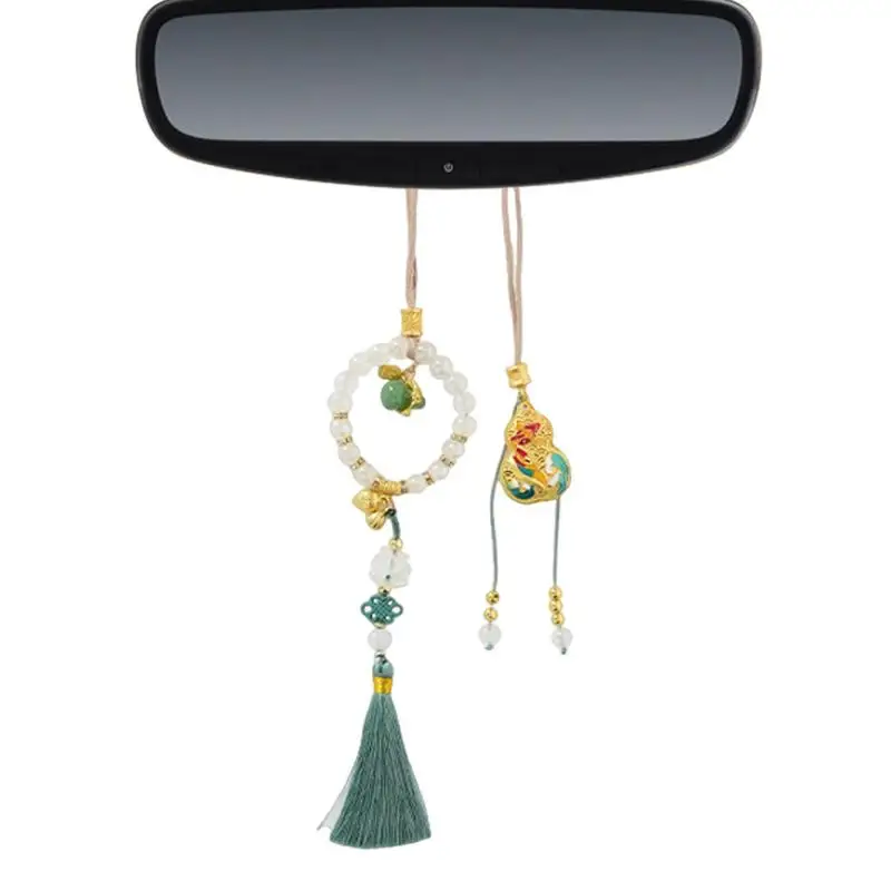 Lucky Gourd Pendant For Wealth Success Lucky Charm Home Car Auspicious Gourd Tassel Pendant Car rearview mirror  Decors Tassel