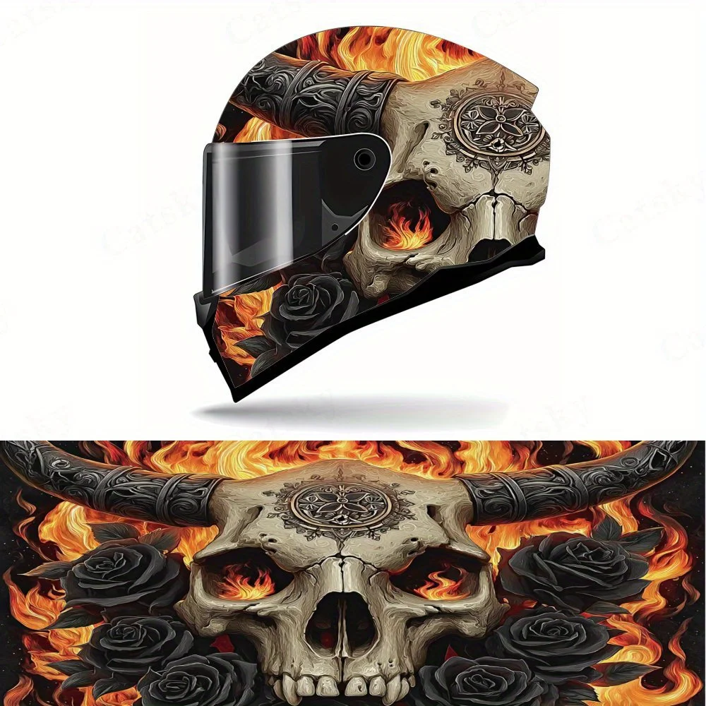 

Horn skeleton PVC material self-adhesive waterproof motorcycle helmet sticker, paste firmly and do not fall, waterproof and weat